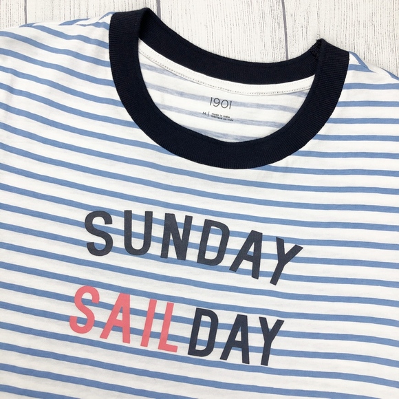 1901 Sunday Sail Day Striped Graphic Tee M‎ - Picture 2 of 3